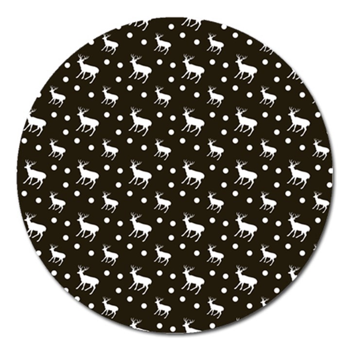 Deer Dots Brown Magnet 5  (Round)