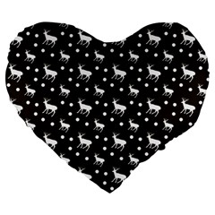 Deer Dots Brown Large 19  Premium Flano Heart Shape Cushions