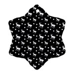 Deer Dots Black Snowflake Ornament (Two Sides) Front