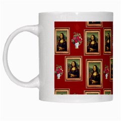 Mona Lisa Frame Pattern Red White Mugs by snowwhitegirl