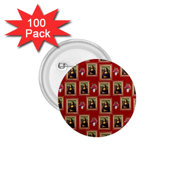 Mona Lisa Frame Pattern Red 1.75  Buttons (100 pack) 