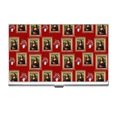 Mona Lisa Frame Pattern Red Business Card Holder