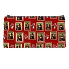 Mona Lisa Frame Pattern Red Pencil Cases