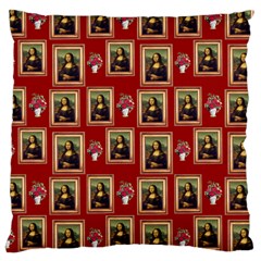 Mona Lisa Frame Pattern Red Large Cushion Case (one Side) by snowwhitegirl