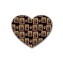 Mona Lisa Frame Pattern Rubber Coaster (heart) 
