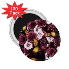 Mona Lisa Floral Black 2 25  Magnets (100 Pack) 