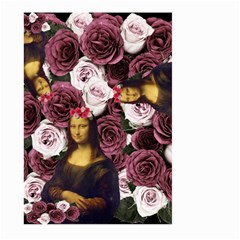 Mona Lisa Floral Black Large Garden Flag (two Sides)