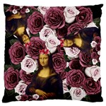 Mona Lisa Floral Black Large Flano Cushion Case (Two Sides) Front