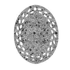 Cracked Texture Abstract Print Ornament (Oval Filigree)
