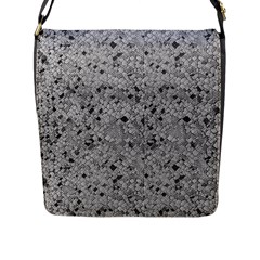 Cracked Texture Abstract Print Flap Closure Messenger Bag (L)