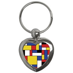 Mondrian Geometric Art Key Chains (heart)  by KayCordingly