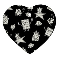 Doodle Bob Pattern Ornament (heart) by Valentinaart