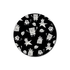 Doodle Bob Pattern Rubber Round Coaster (4 Pack)  by Valentinaart