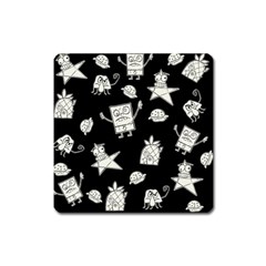 Doodle Bob Pattern Square Magnet by Valentinaart
