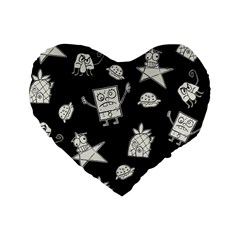 Doodle Bob Pattern Standard 16  Premium Heart Shape Cushions by Valentinaart