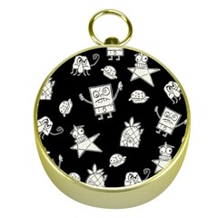 Doodle Bob Pattern Gold Compasses