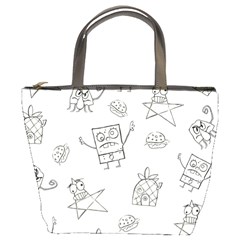 Doodle Bob Pattern Bucket Bag by Valentinaart