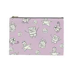 Doodle Bob Pattern Cosmetic Bag (large)