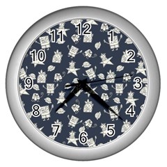 Doodle Bob Pattern Wall Clock (silver) by Valentinaart