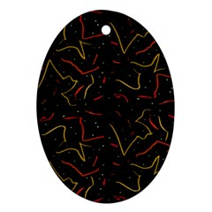 Lines Abstract Print Oval Ornament (two Sides)