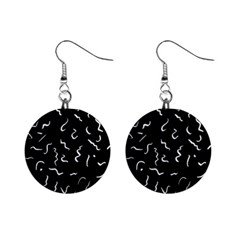 Scribbles Lines Drawing Picture Mini Button Earrings by Simbadda