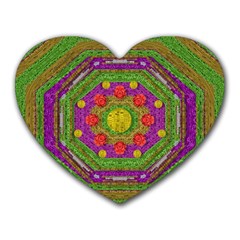 Flowers In Rainbows For Ornate Joy Heart Mousepads by pepitasart