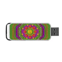 Flowers In Rainbows For Ornate Joy Portable Usb Flash (two Sides) by pepitasart
