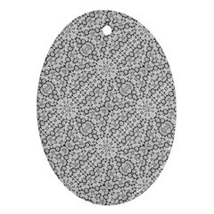 Geometric Grey Print Pattern Ornament (oval)