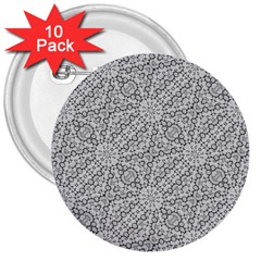 Geometric Grey Print Pattern 3  Buttons (10 Pack) 