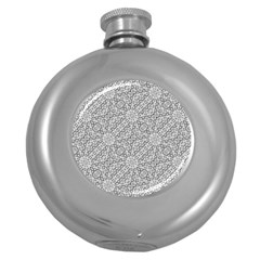 Geometric Grey Print Pattern Round Hip Flask (5 Oz)