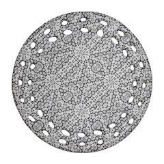 Geometric Grey Print Pattern Round Filigree Ornament (two Sides)