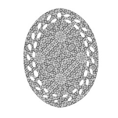 Geometric Grey Print Pattern Oval Filigree Ornament (two Sides)