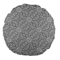 Geometric Grey Print Pattern Large 18  Premium Flano Round Cushions