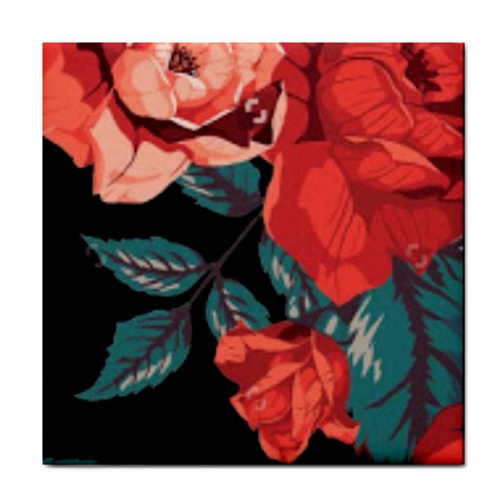 Bed of Bright Red Roses By FlipStylez Designs Tile Coasters