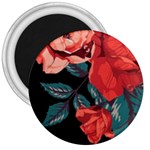 Bed of Bright Red Roses By FlipStylez Designs 3  Magnets Front