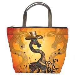 Funny Steampunk Giraffe With Hat Bucket Bag by FantasyWorld7