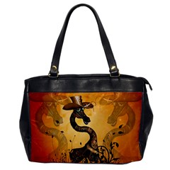 Funny Steampunk Giraffe With Hat Oversize Office Handbag by FantasyWorld7