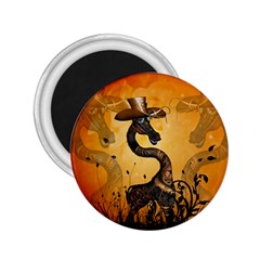 Funny Steampunk Giraffe With Hat 2 25  Magnets by FantasyWorld7