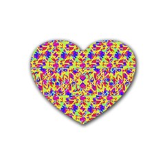 Multicolored Linear Pattern Design Rubber Coaster (heart) 