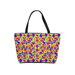 Multicolored Linear Pattern Design Classic Shoulder Handbag