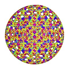 Multicolored Linear Pattern Design Round Filigree Ornament (two Sides)