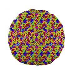 Multicolored Linear Pattern Design Standard 15  Premium Round Cushions