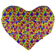 Multicolored Linear Pattern Design Large 19  Premium Heart Shape Cushions