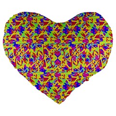 Multicolored Linear Pattern Design Large 19  Premium Flano Heart Shape Cushions