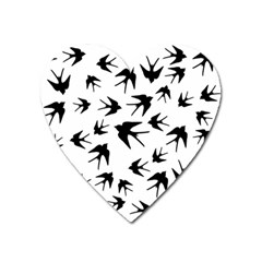 Vintage Birds Pattern Heart Magnet