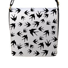 Vintage Birds Pattern Flap Closure Messenger Bag (l) by Valentinaart