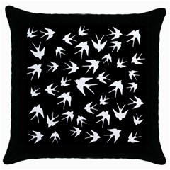 Birds Pattern Throw Pillow Case (black) by Valentinaart