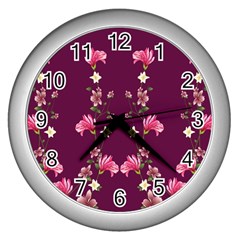 New Motif Design Textile New Design Wall Clock (silver)