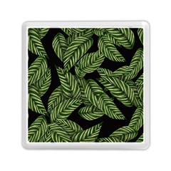 Leaves Black Background Pattern Memory Card Reader (square) by Simbadda