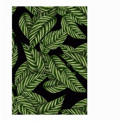 Leaves Black Background Pattern Small Garden Flag (two Sides) by Simbadda